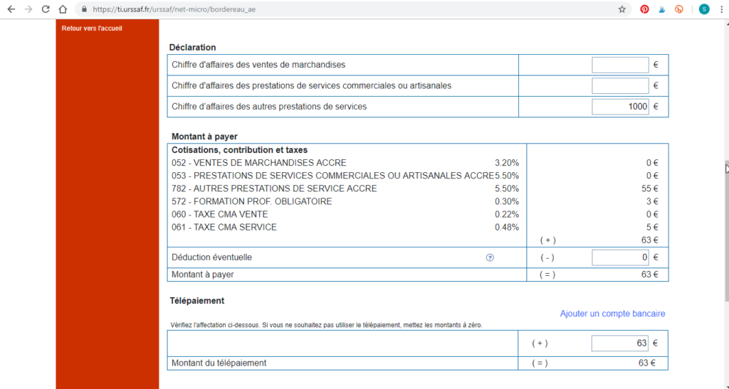 Comment déclarer son CA en auto entrepreneur - Step 5