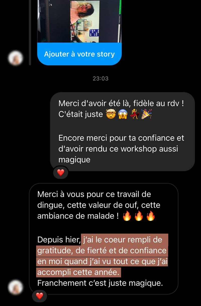 témoignage workshop