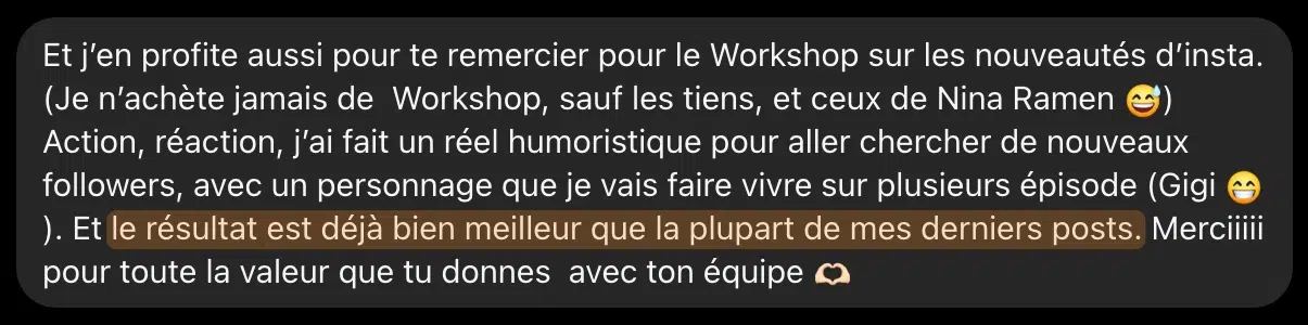 Témoignage atelier insta